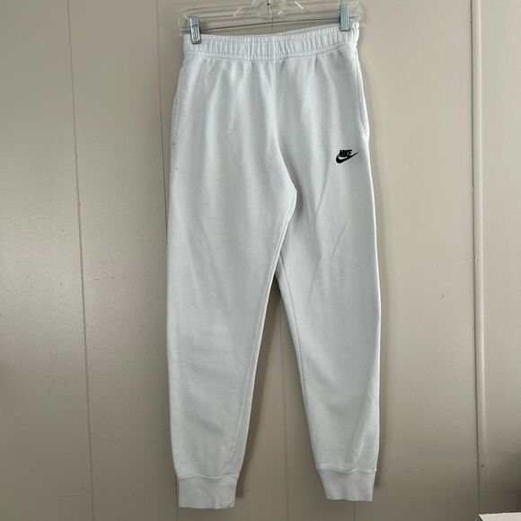 Nike Club Fleece Joggers Womens Small White Sweatpants Embroidered Swoosh - flaw - Picture 2 of 13